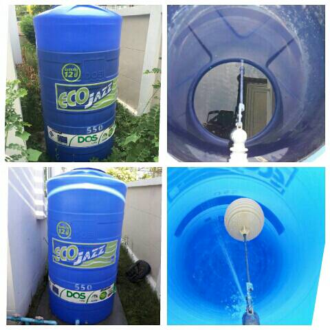 งานล้างถังเก็บน้ำบนดิน PE 550ลิตร  @ ม.ปัญญาภิรมย์ รังสิต